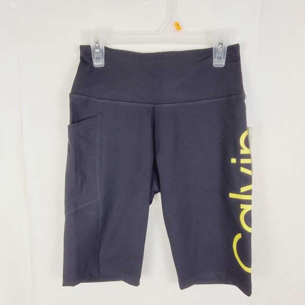New Calvin Klein Performance womens black high waist active biker shorts Size XS